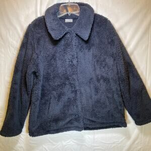 32 Degrees Heat Navy Blue Plush Sherpa Faux Fur Coat - Size Medium
